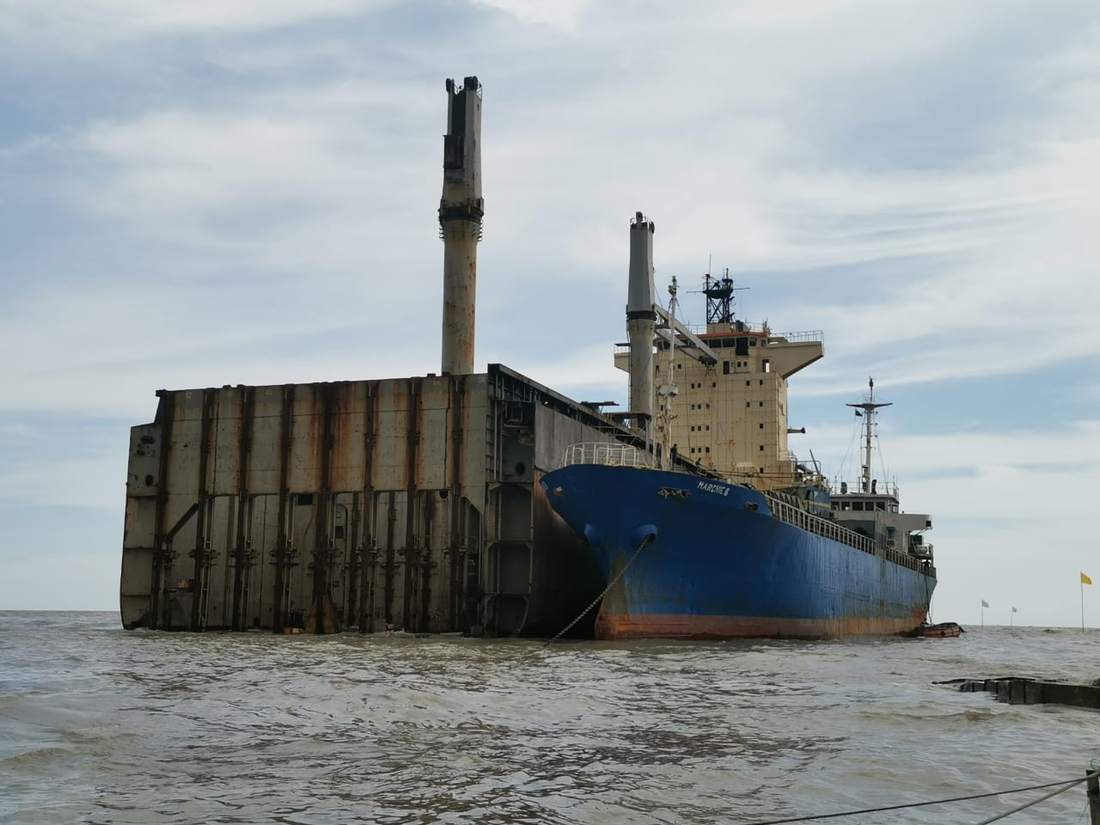 Chartered vessel MV Marchie 8 at anchor
